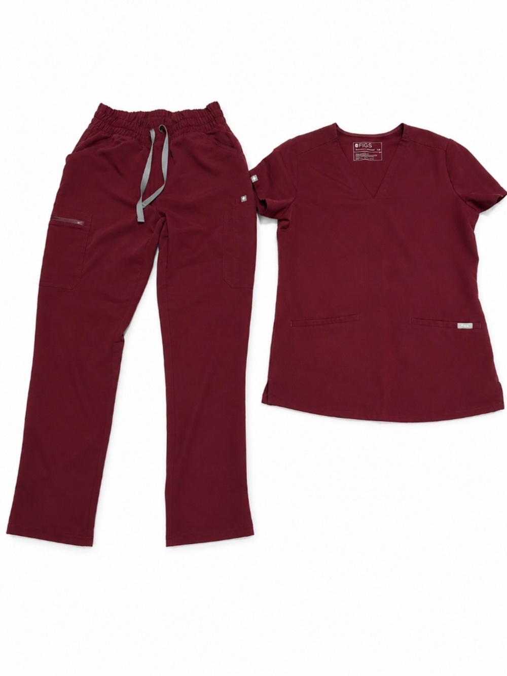 FIGS Burgundy Scrub Set XS Top XS Petite Pants